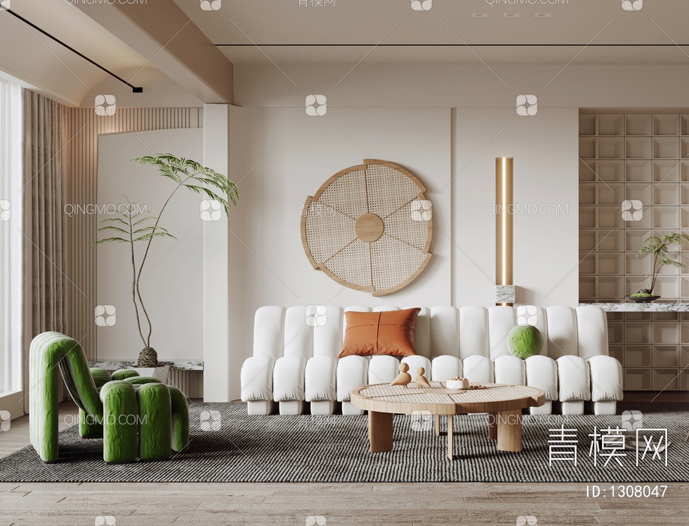 客厅 沙发茶几 单椅3D模型下载【ID:1308047】