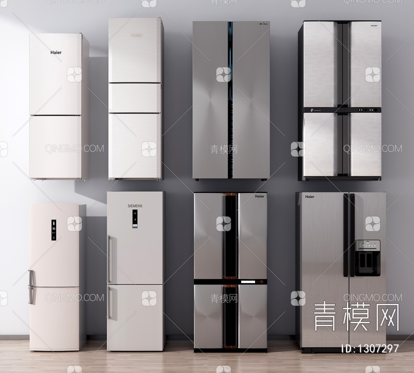 冰箱 双开门冰箱 双门冰箱 三门冰箱 智能冰箱3D模型下载【ID:1307297】