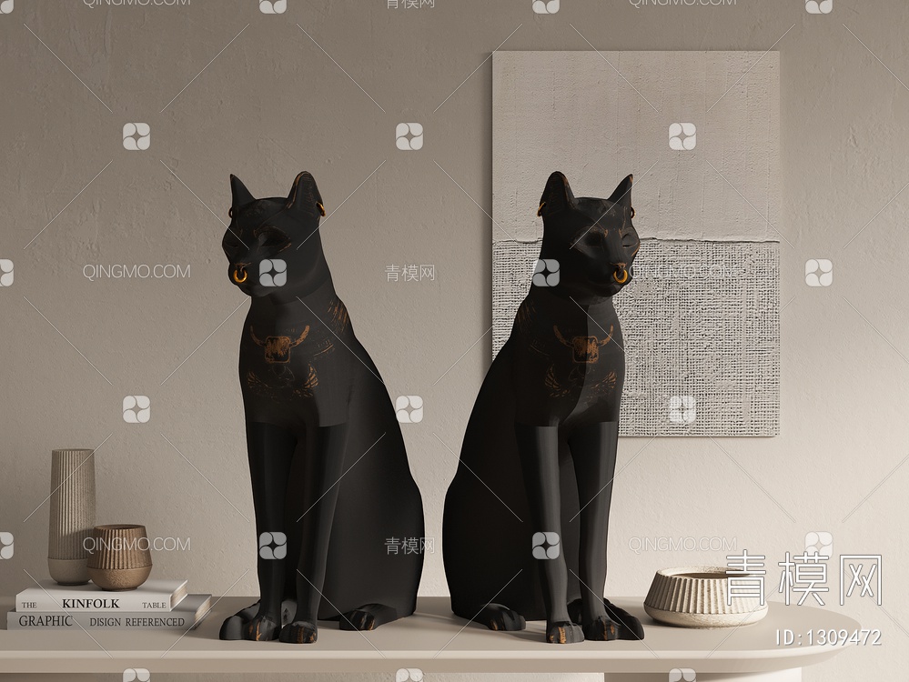 猫咪雕塑3D模型下载【ID:1309472】