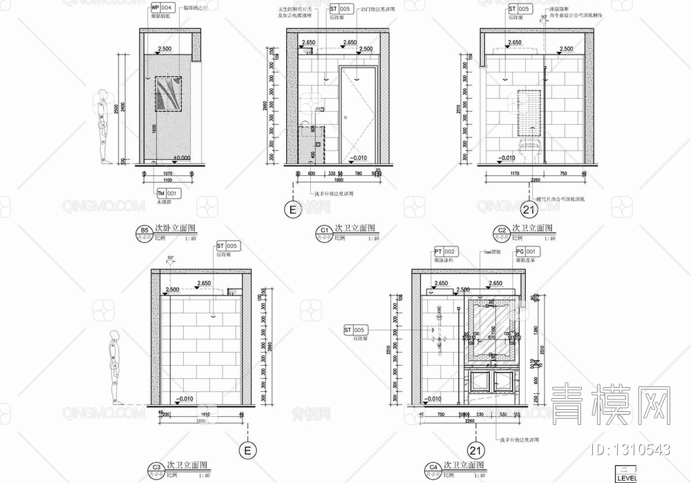200㎡大平层样板房CAD施工图 家装 私宅 豪宅 大平层 样板房【ID:1310543】