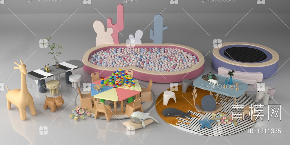 儿童娱乐器材组合3D模型下载【ID:1311335】