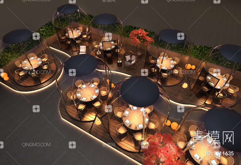 餐饮室外玻璃星空散座3D模型下载【ID:1311635】