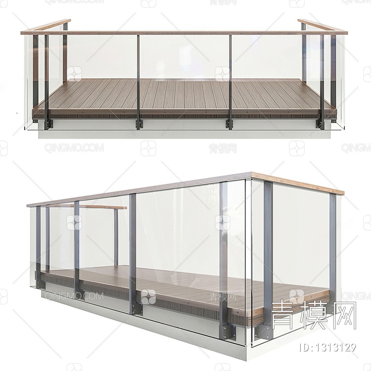阳台玻璃护栏3D模型下载【ID:1313129】