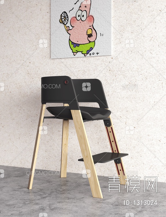 儿童椅 餐椅3D模型下载【ID:1313024】