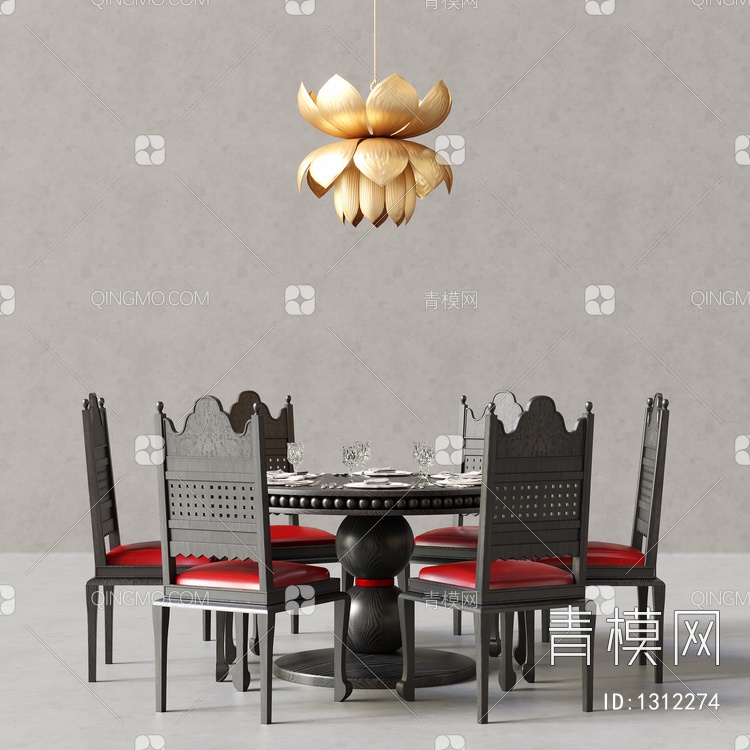 餐桌椅组合3D模型下载【ID:1312274】