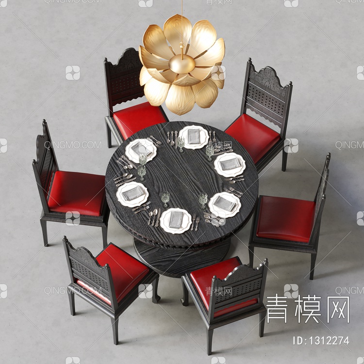 餐桌椅组合3D模型下载【ID:1312274】