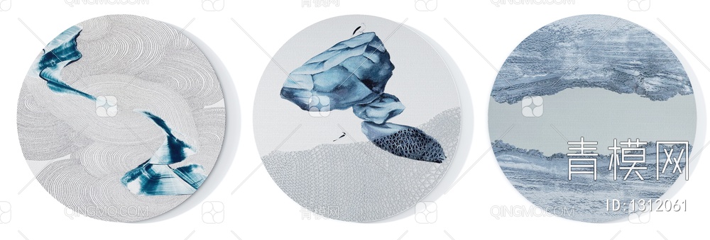 浅灰蓝色抽象圆形地毯3D模型下载【ID:1312061】