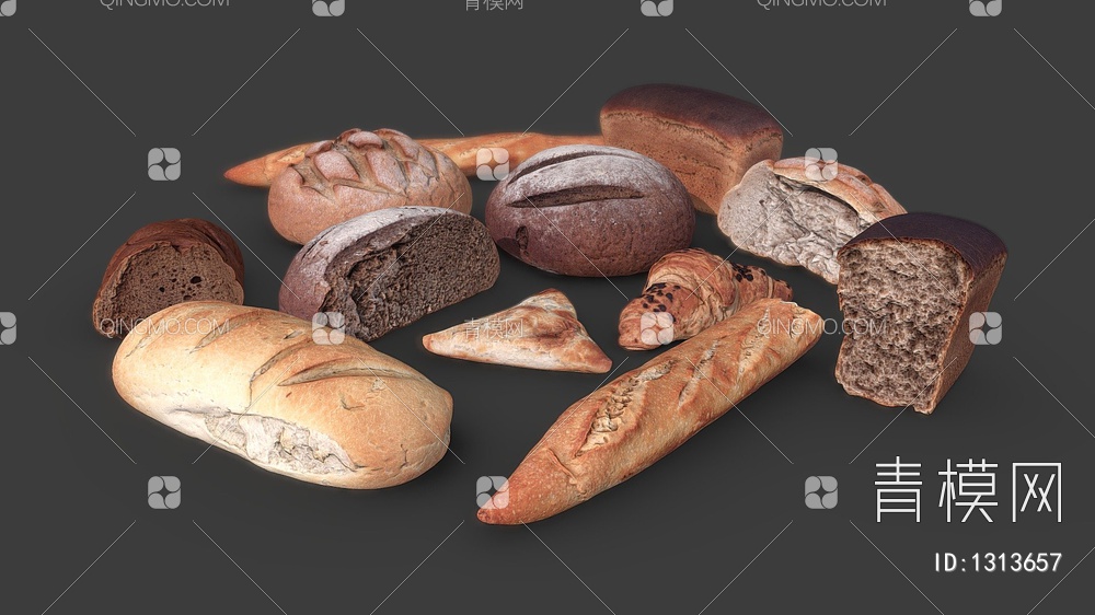 食物 面包3D模型下载【ID:1313657】