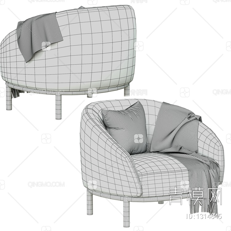 单人沙发3D模型下载【ID:1314845】