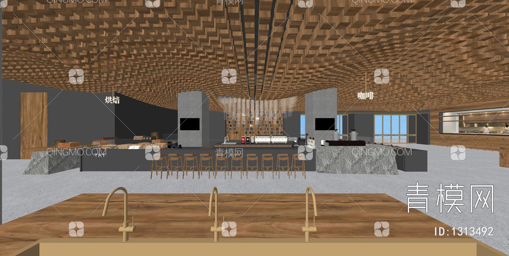 咖啡厅3D模型下载【ID:1313492】