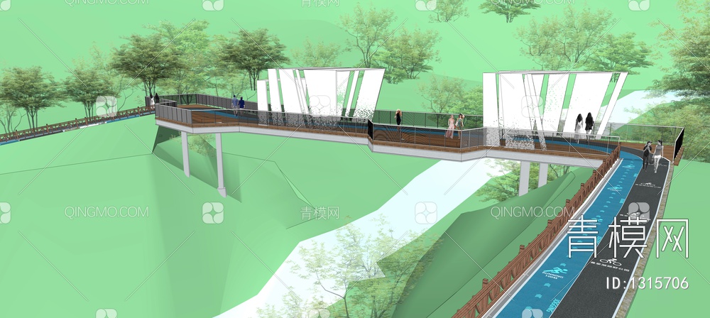 景观桥，廊桥，异形桥，造型桥suSU模型下载【ID:1315706】