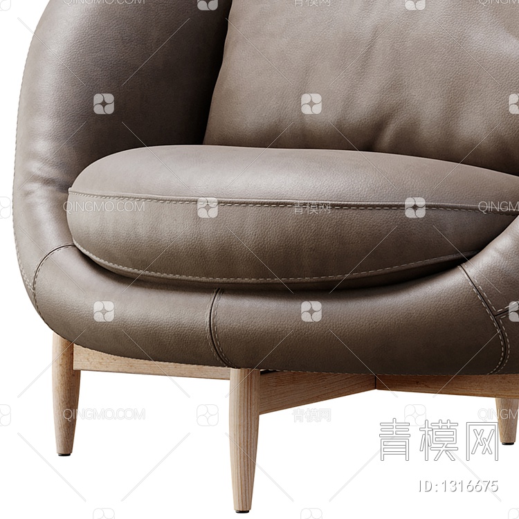 皮革单人沙发3D模型下载【ID:1316675】