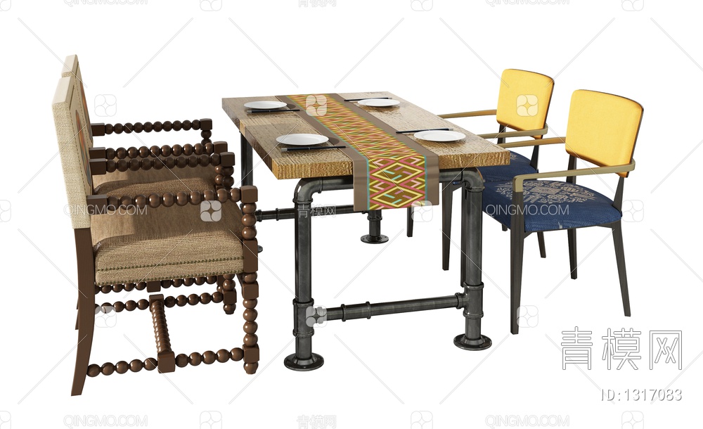 餐桌椅组合3D模型下载【ID:1317083】