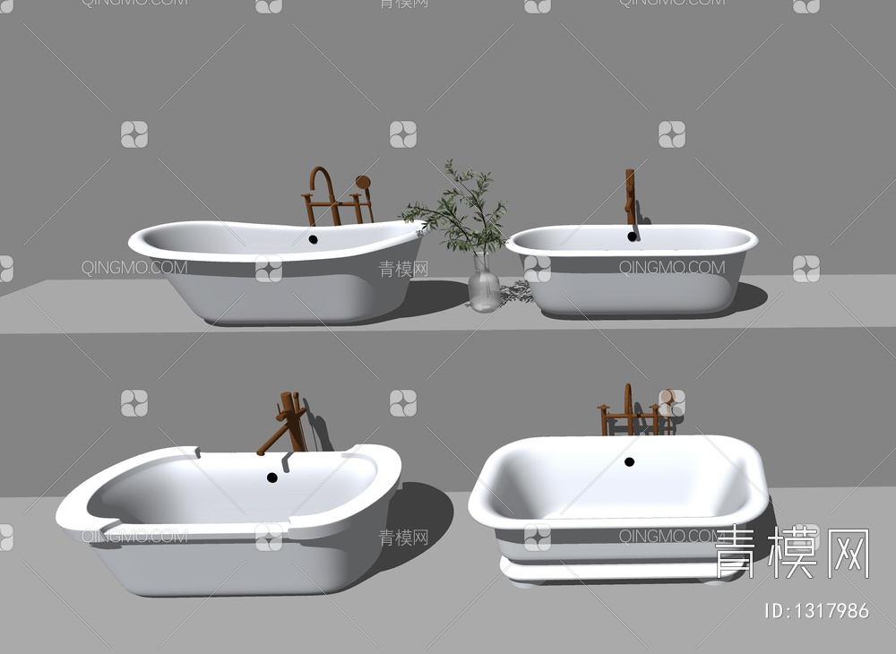 浴缸浴盆SU模型下载【ID:1317986】