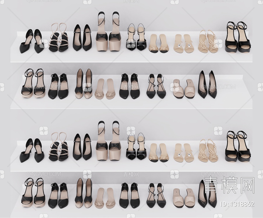 生活用品 女士高跟鞋3D模型下载【ID:1318862】