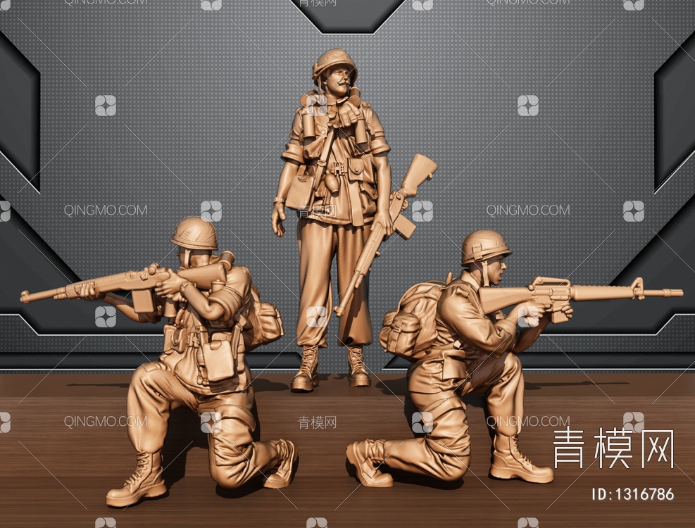 士兵雕塑3D模型下载【ID:1316786】