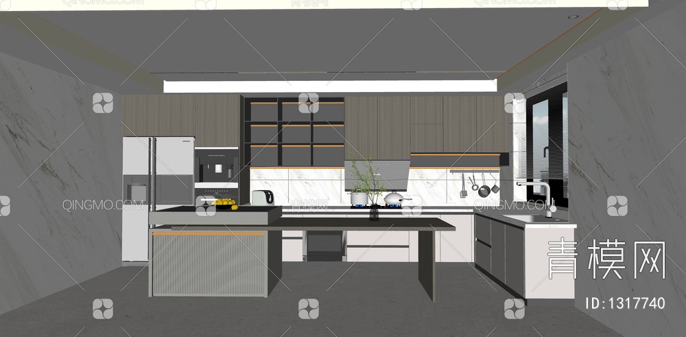 厨房空间SU模型下载【ID:1317740】