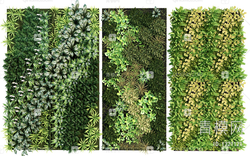 绿植墙 植物墙 垂直绿化 绿植背景墙 绿化墙 绿植装饰8SU模型下载【ID:1321121】