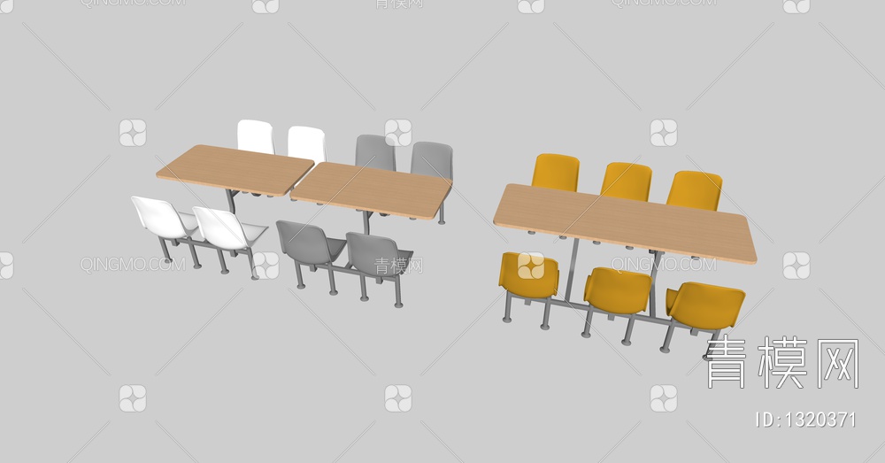 食堂桌椅SU模型下载【ID:1320371】