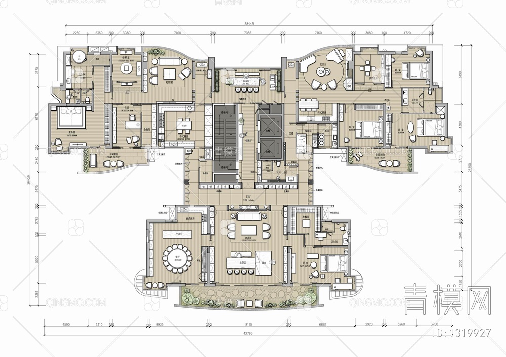 800㎡私人豪宅大平层CAD施工图+效果图+汇报方案文本 家装 私宅 豪宅 大平层 样板房【ID:1319927】