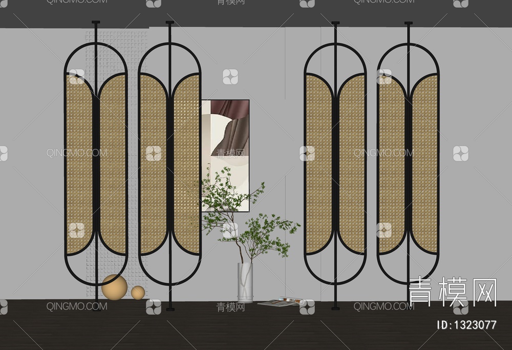 藤编隔断SU模型下载【ID:1323077】