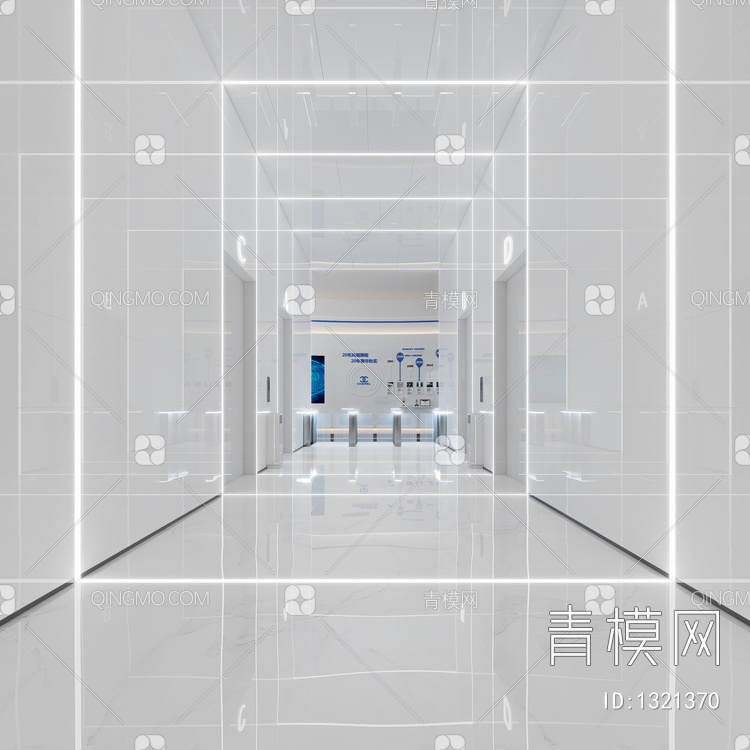 公司电梯间3D模型下载【ID:1321370】