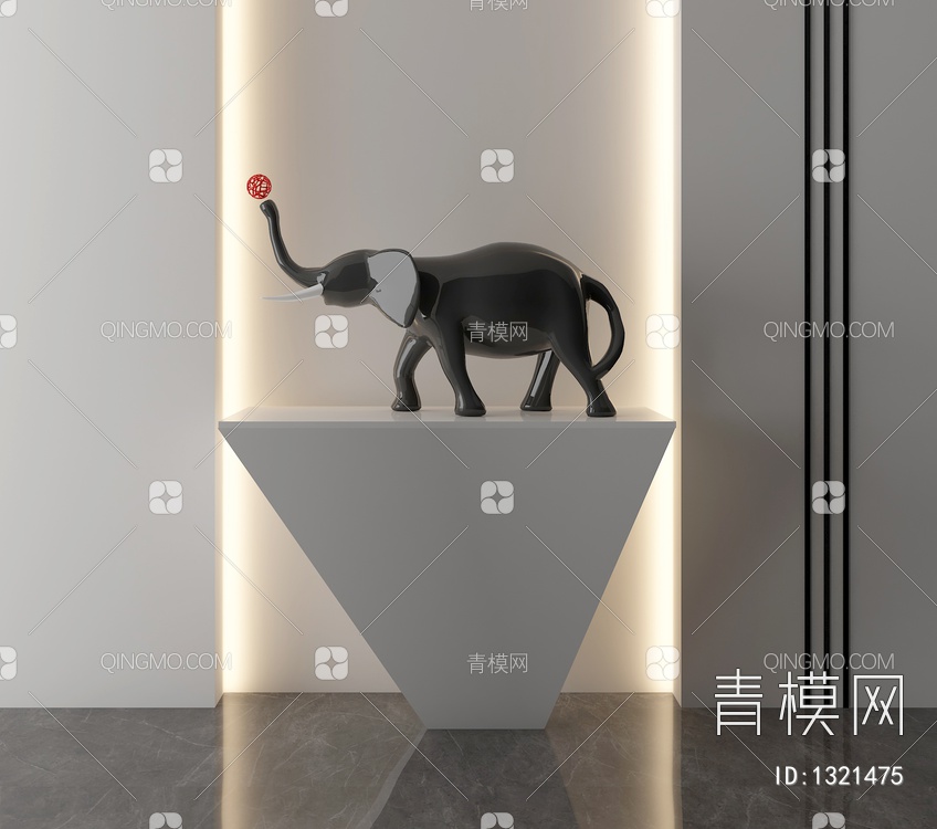 大象雕塑3D模型下载【ID:1321475】