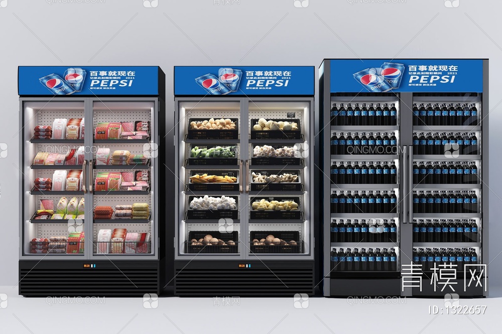 饮料冰柜 食品保鲜柜3D模型下载【ID:1322657】