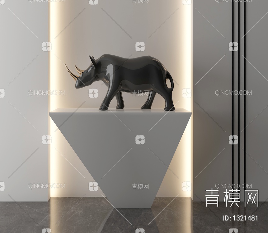 犀牛雕塑3D模型下载【ID:1321481】
