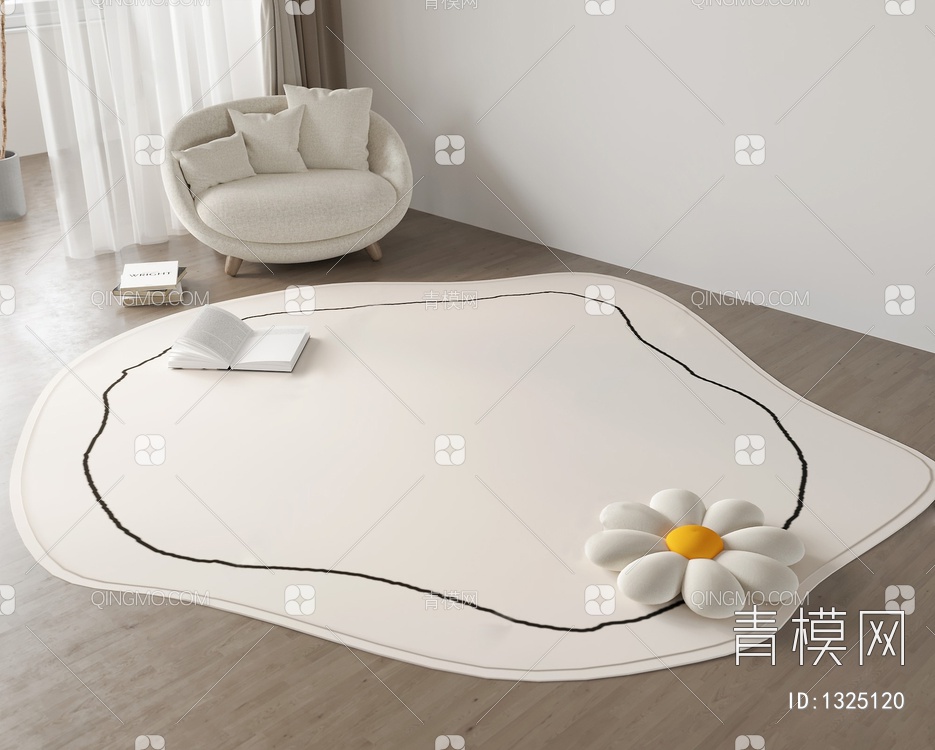 地毯_休闲沙发_抱枕3D模型下载【ID:1325120】