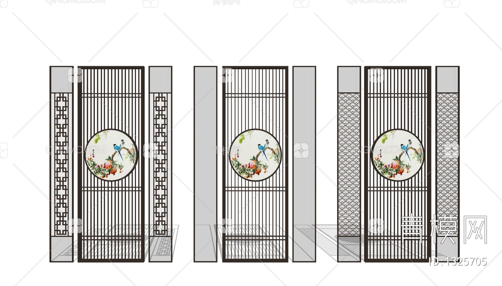 花格玻璃刺绣隔断SU模型下载【ID:1325705】