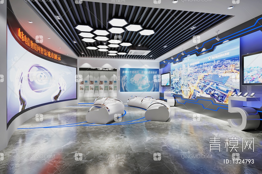 5G展厅 电信展厅 信息科技展厅3D模型下载【ID:1324793】