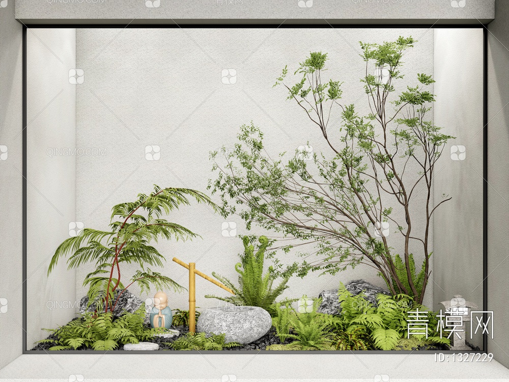 庭院景观小品 景观树 蕨类植物3D模型下载【ID:1327229】