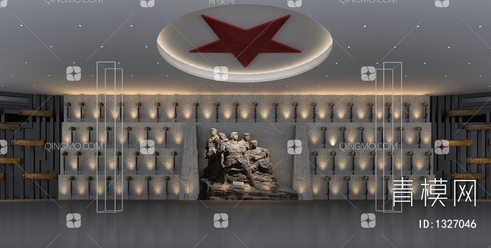 城市展厅抗战战争展厅3D模型下载【ID:1327046】