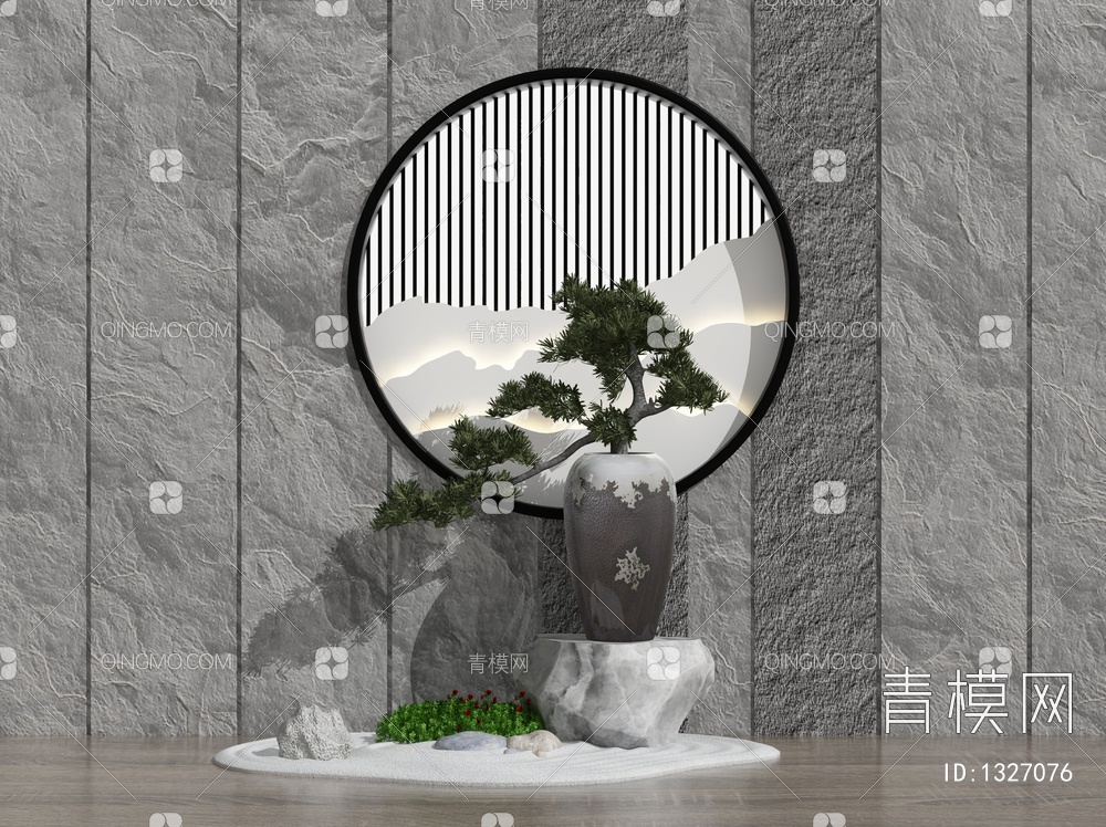 石头假山 园艺景观 玄关隔断3D模型下载【ID:1327076】