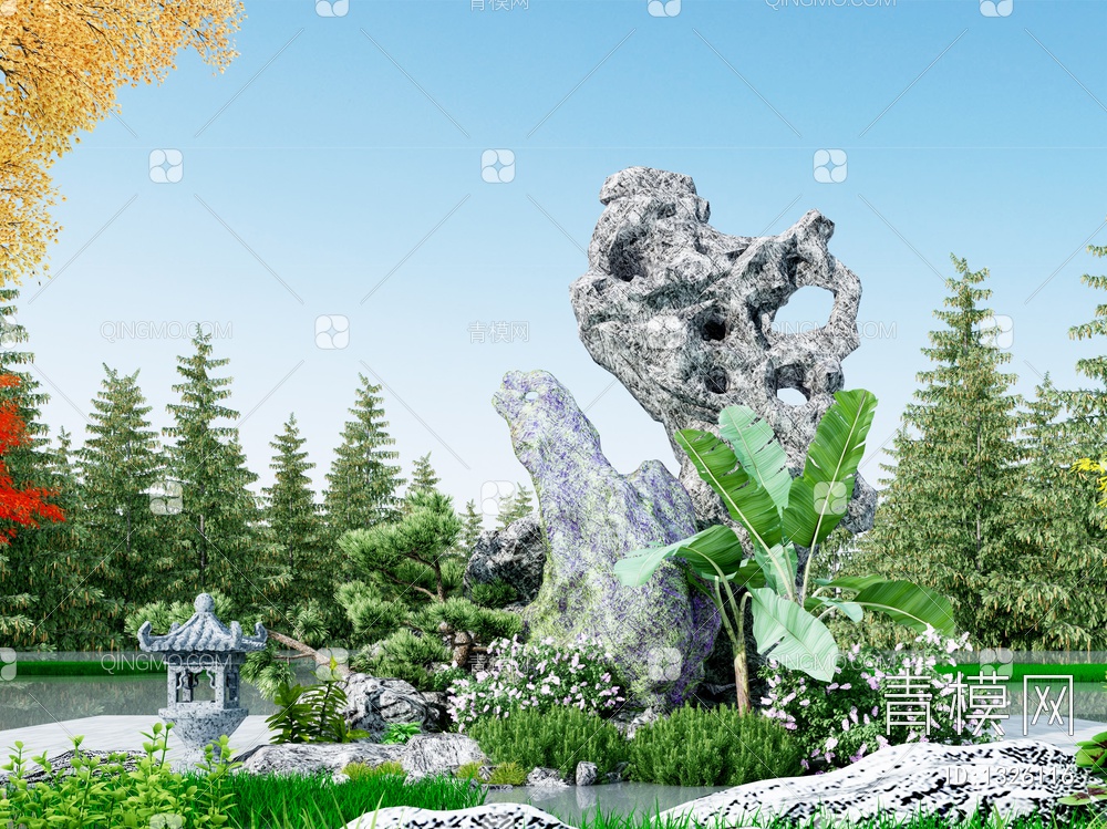 假山水景3D模型下载【ID:1326116】
