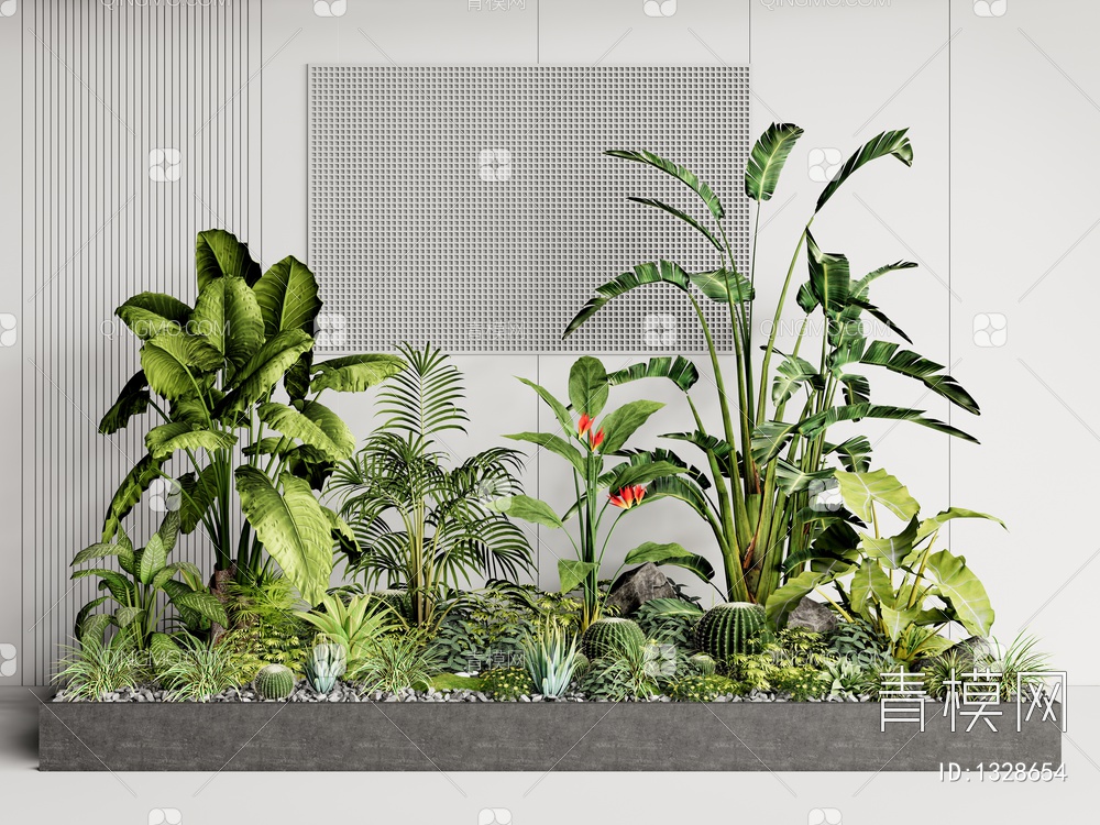 植物堆 景观植物 室内绿植3D模型下载【ID:1328654】