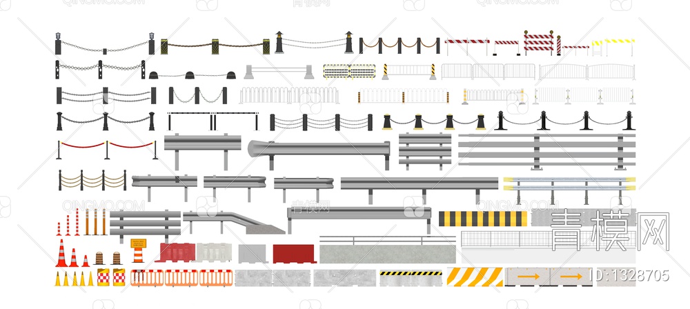 市政道路栏杆SU模型下载【ID:1328705】