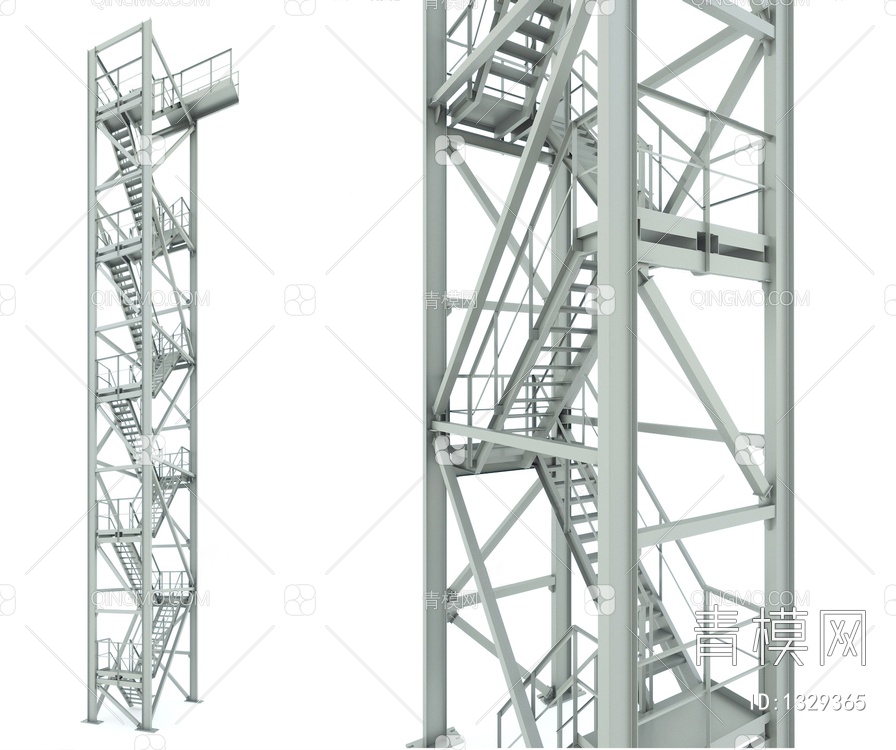 户外消防楼梯3D模型下载【ID:1329365】