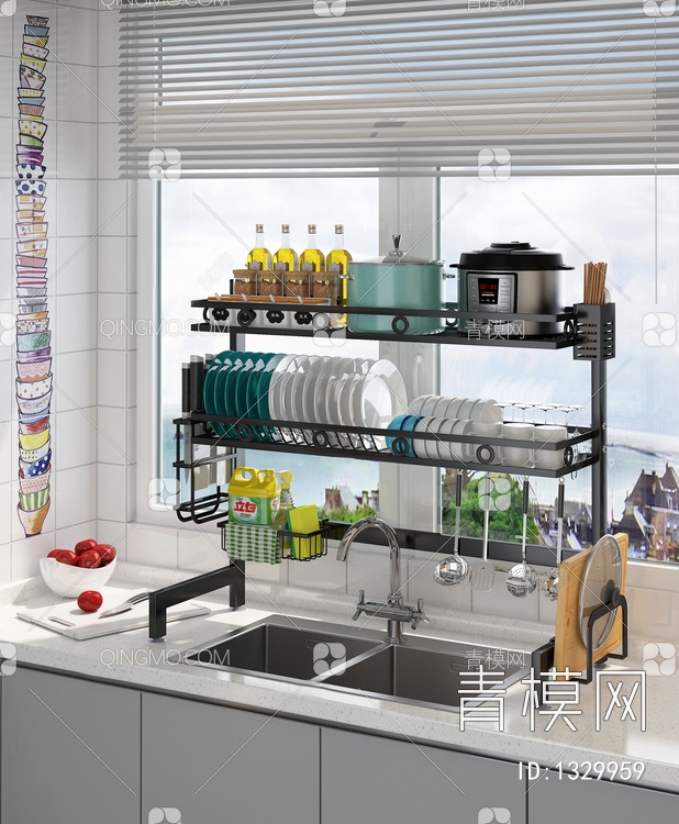 厨房置物架3D模型下载【ID:1329959】