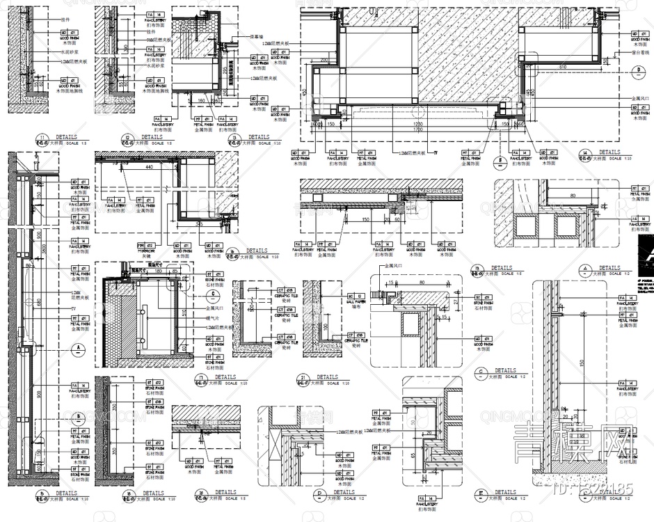 200㎡行政酒廊CAD施工图 酒吧 清吧 酒馆 酒廊 休闲会所【ID:1329185】