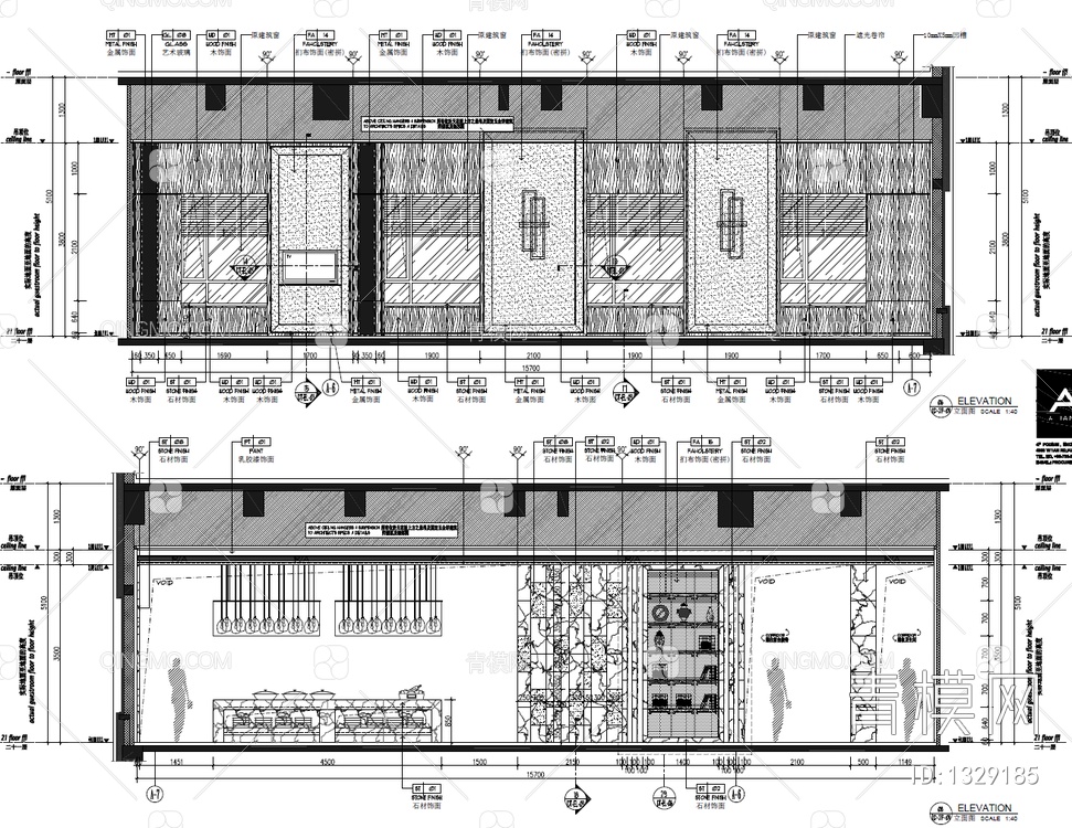 200㎡行政酒廊CAD施工图 酒吧 清吧 酒馆 酒廊 休闲会所【ID:1329185】