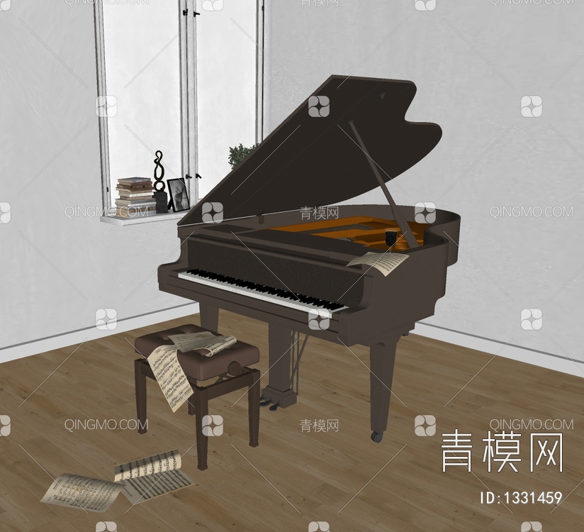 复古钢琴SU模型下载【ID:1331459】