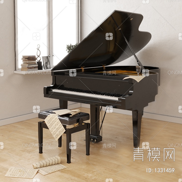 复古钢琴SU模型下载【ID:1331459】