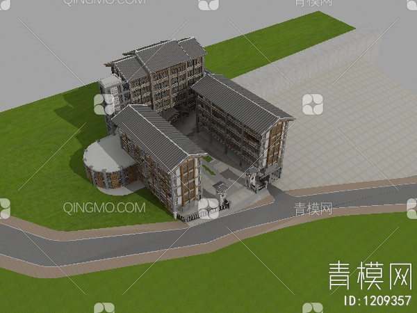 多层办公楼 建筑外3D模型下载【ID:1209357】