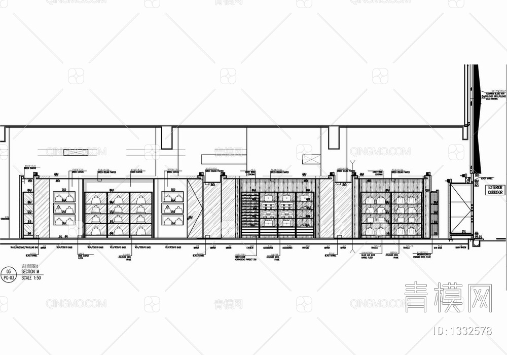 1000㎡奢侈品专卖店CAD施工图 服装店 专卖店 珠宝店 鞋包店【ID:1332578】