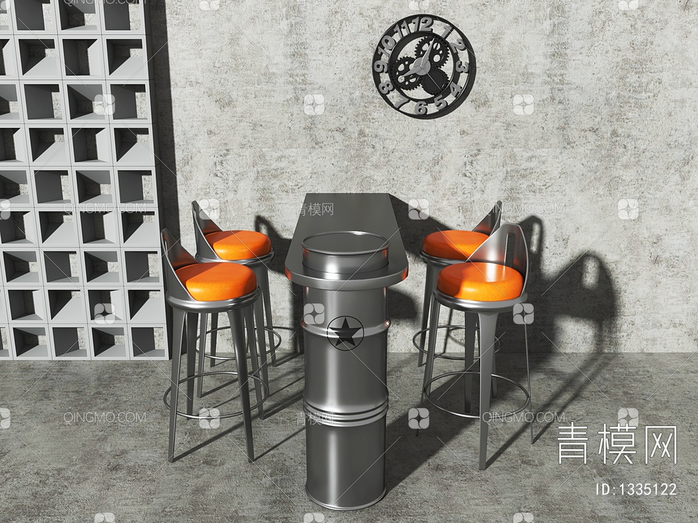 吧桌吧椅组合3D模型下载【ID:1335122】