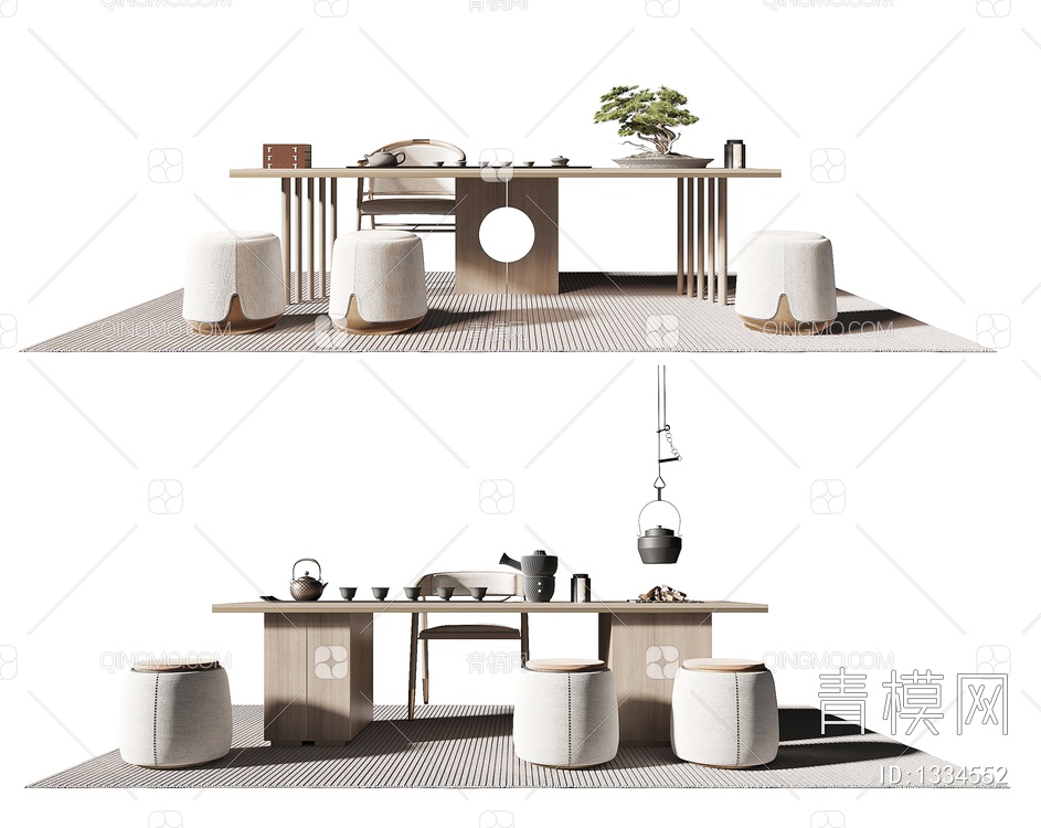 茶桌椅3D模型下载【ID:1334552】