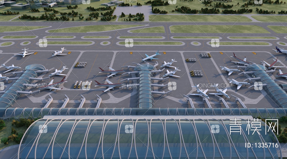 机场 飞机3D模型下载【ID:1335716】