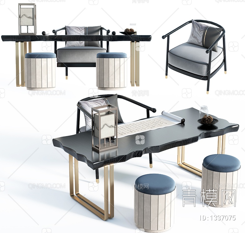 书桌椅3D模型下载【ID:1337075】
